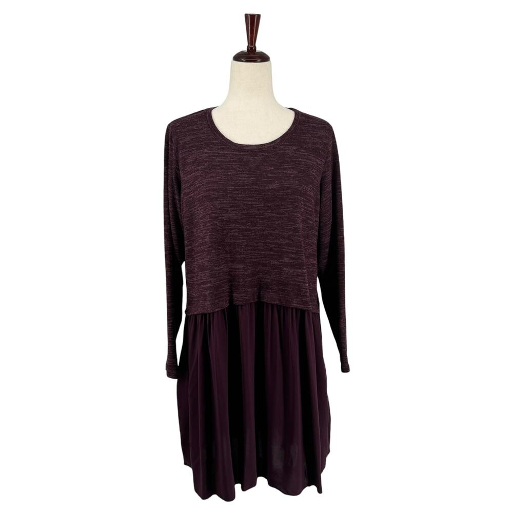 LOGO Lori Goldstein L Longline Peplum Tunic A296527 Plum Pockets Long Sleeve‎